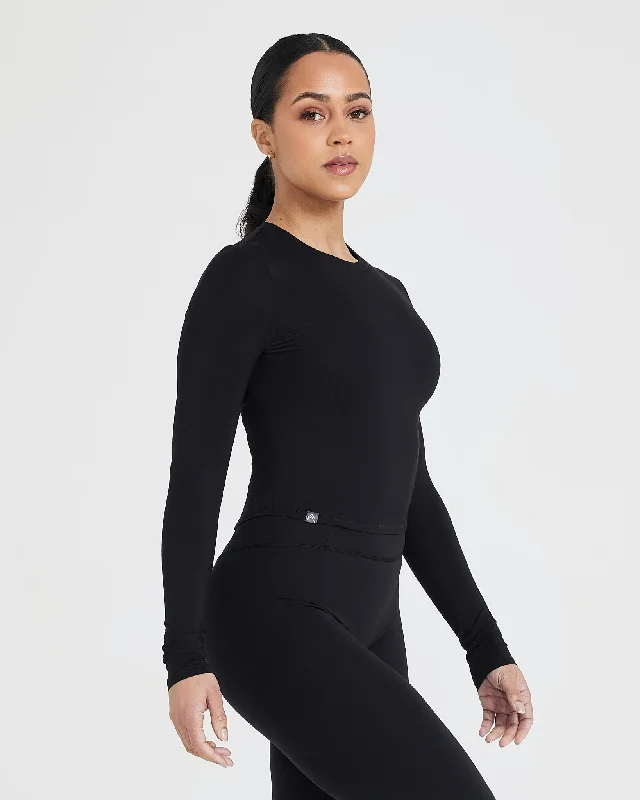 Mellow Soft Mid Long Sleeve Top | Black