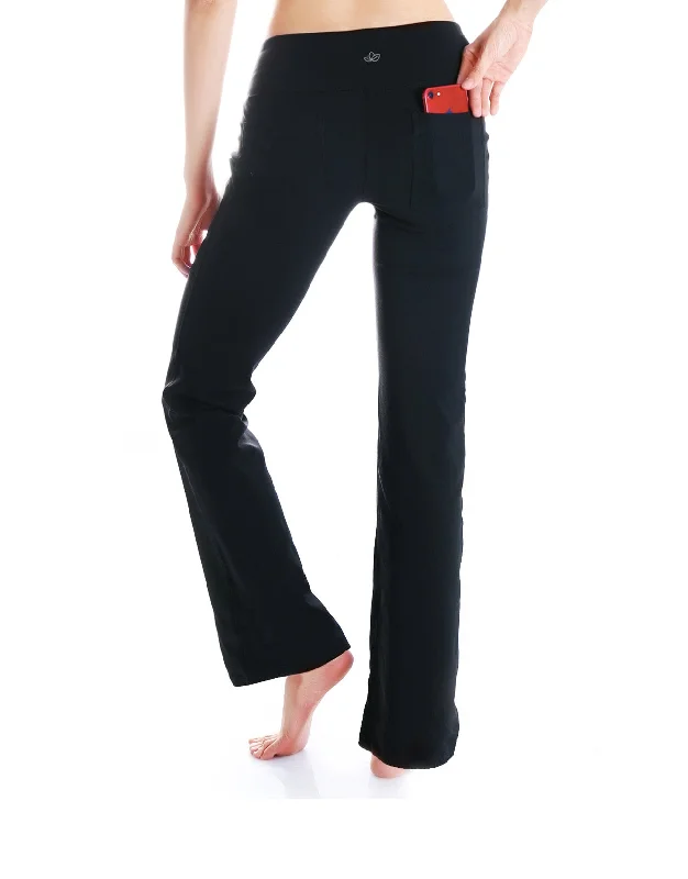 Essential Bootcut Yoga Pants, Back Pockets (Black)