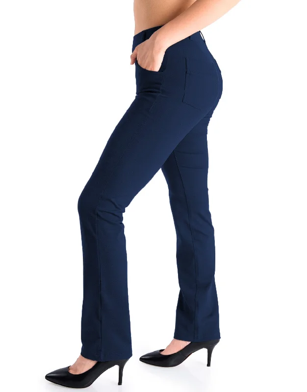 Straight Leg Yoga Dress Pants, 4 Pockets (Navy Blue)