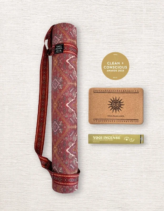 4 mm Yoga Pack - Desert Terracotta  Yoga Mat + Block + Strap + Incense