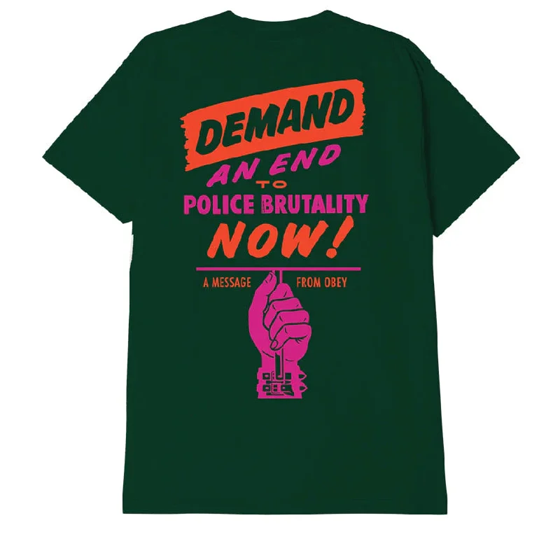 Obey maglietta manica corta da uomo End Police Brutality 165263408 verde foresta