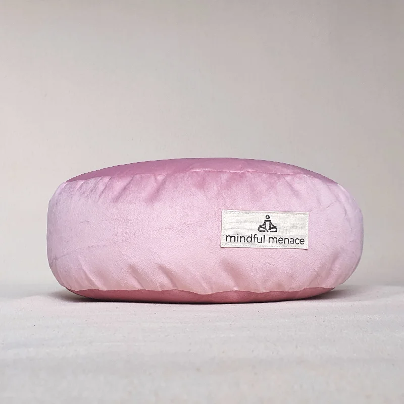 Organic Buckwheat Meditation Cushion - Blush Pink Velvet