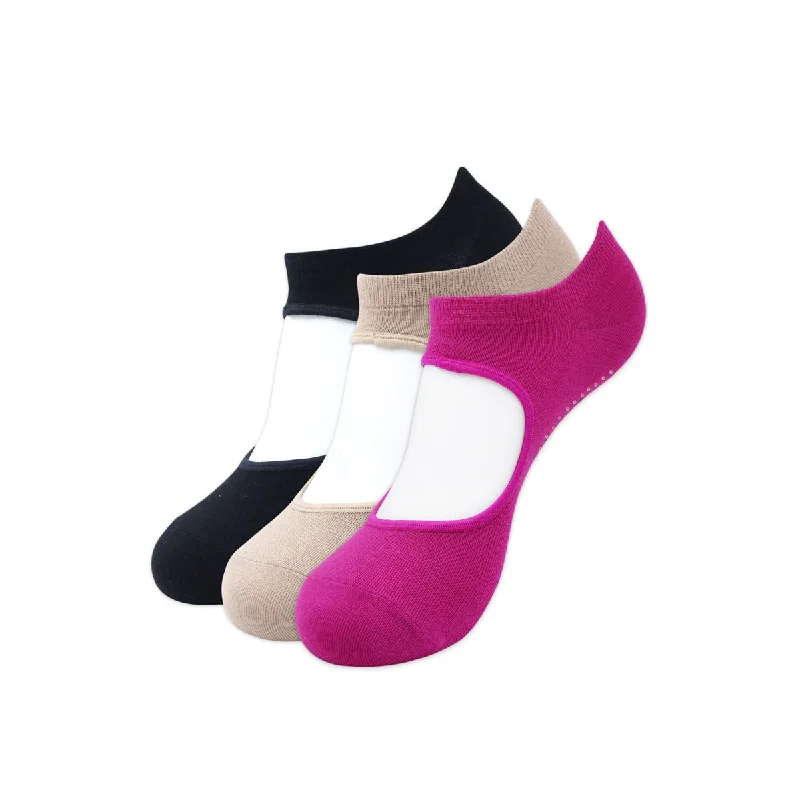 Balenzia Women's Anti Bacterial Yoga Socks with Anti Skid- (Pack of 3 Pairs/1U) Pack- (Black,Beige,Pink)