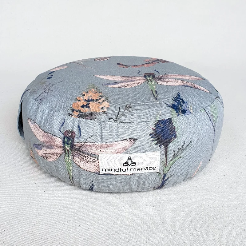 Organic Buckwheat Cushion (with removable cover) - Grey Dragonfly