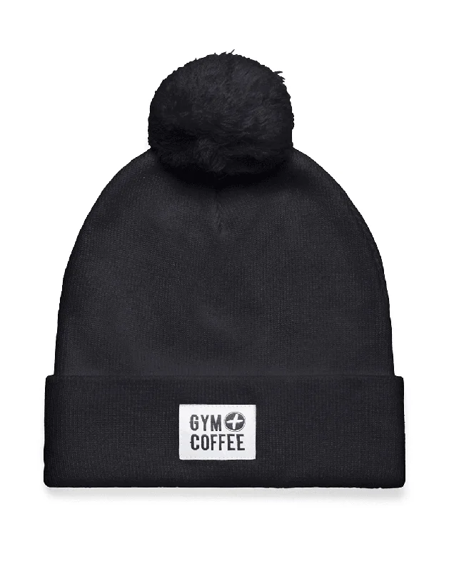 Knit Bobble Beanie in Black