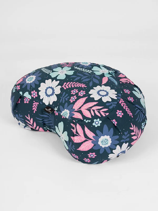 Yoga Studio GOTS Organic Cotton Crescent Designed Buckwheat Cushion - Floral Collection