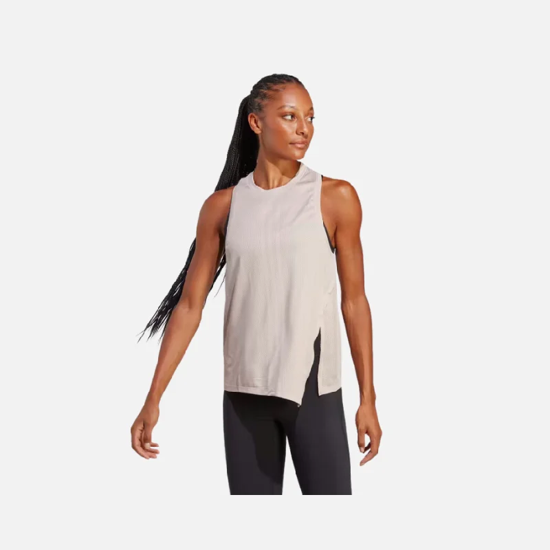 Adidas HIIT Aeroready Quickburn Women's Training Tank Top -Wonder Taupe S23/White