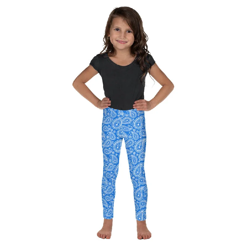 Blue & White Paisley Kid's Leggings