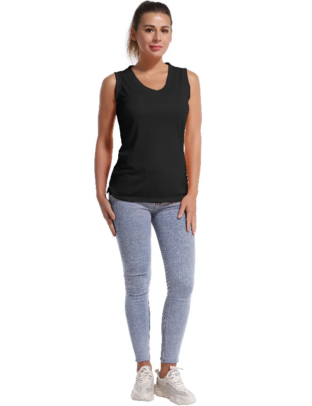 V Neck Sleeveless Athletic Shirts black