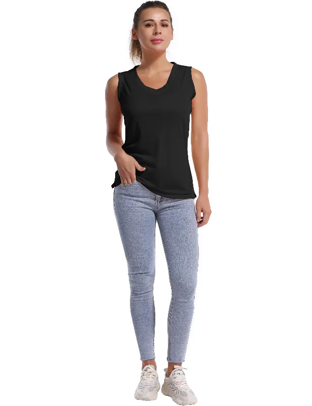 V Neck Sleeveless Athletic Shirts black