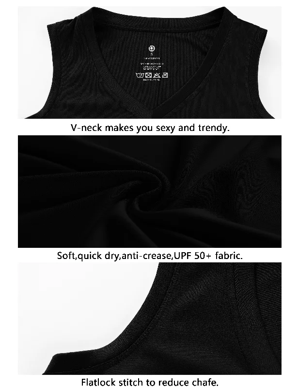 V Neck Sleeveless Athletic Shirts black