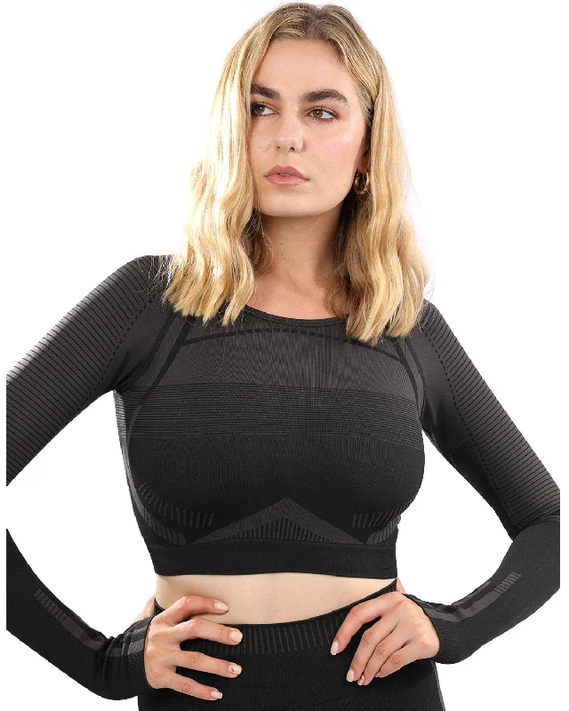 Decata Seamless Sports Top - Black & Brown