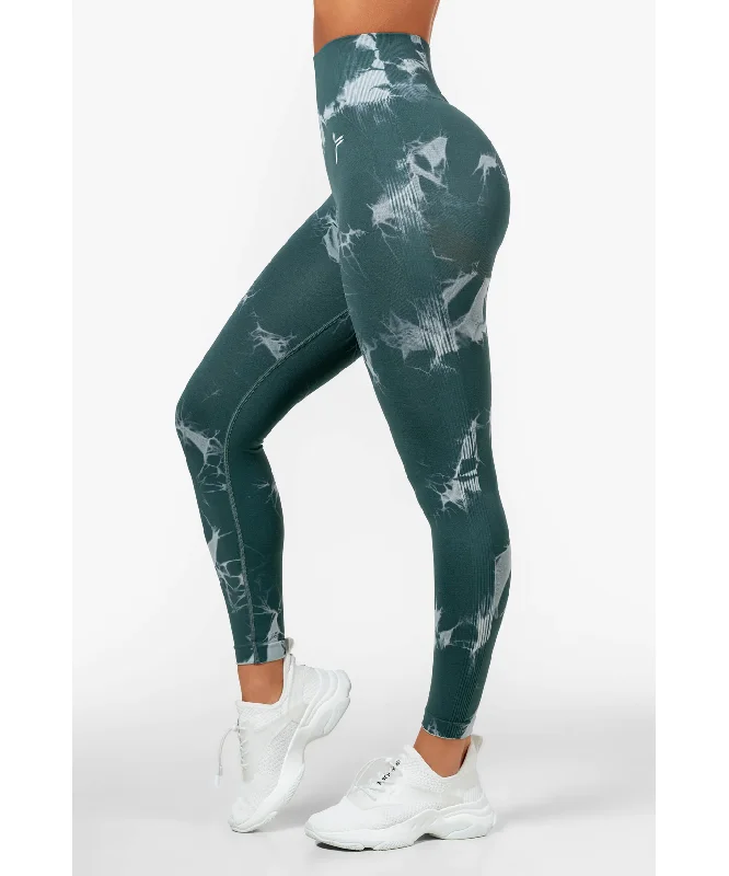 Famme Green Tie Dye Scrunch Leggings