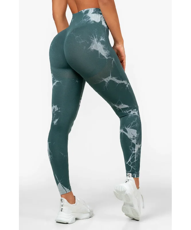 Famme Green Tie Dye Scrunch Leggings