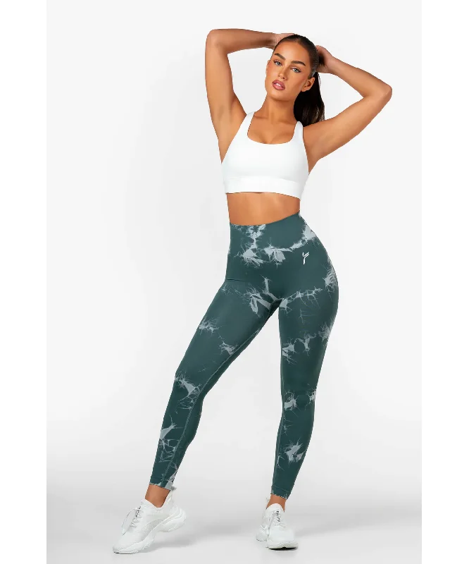 Famme Green Tie Dye Scrunch Leggings