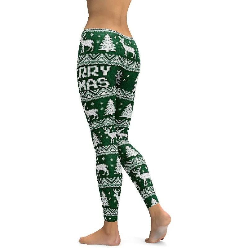 Green Ugly Christmas Leggings