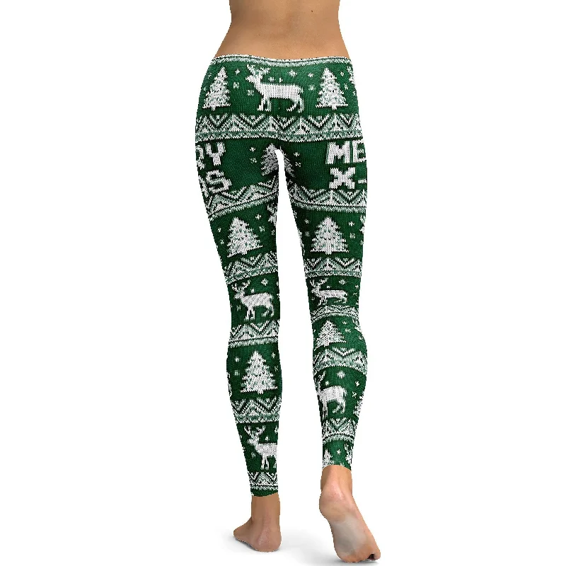 Green Ugly Christmas Leggings