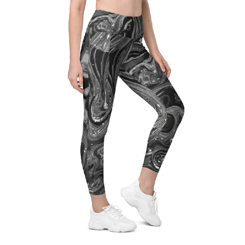 Grey Swirl Leggings with Pockets