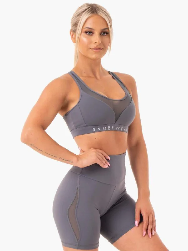 HYPE MESH SPORTS BRA - CHARCOAL