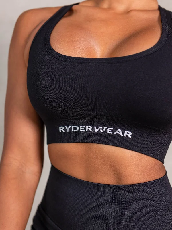 NRG Seamless Scoop Neck Sports Bra - Black