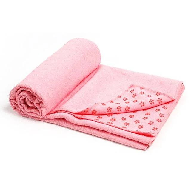 Pink slip-less yoga towel