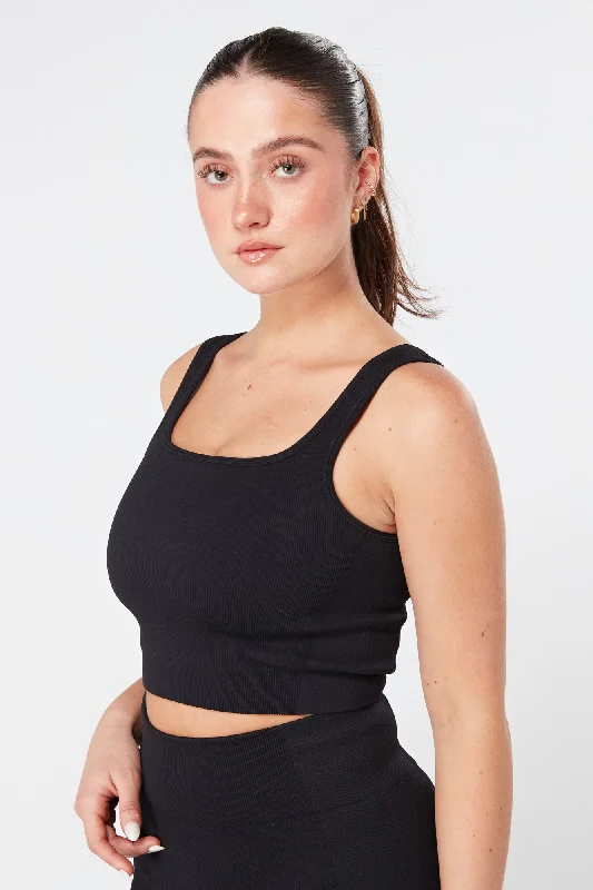 Twill Active Rib Top - BLACK