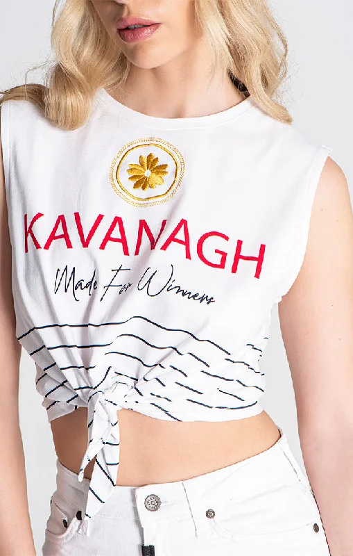 White Nautical Winners Crop Top